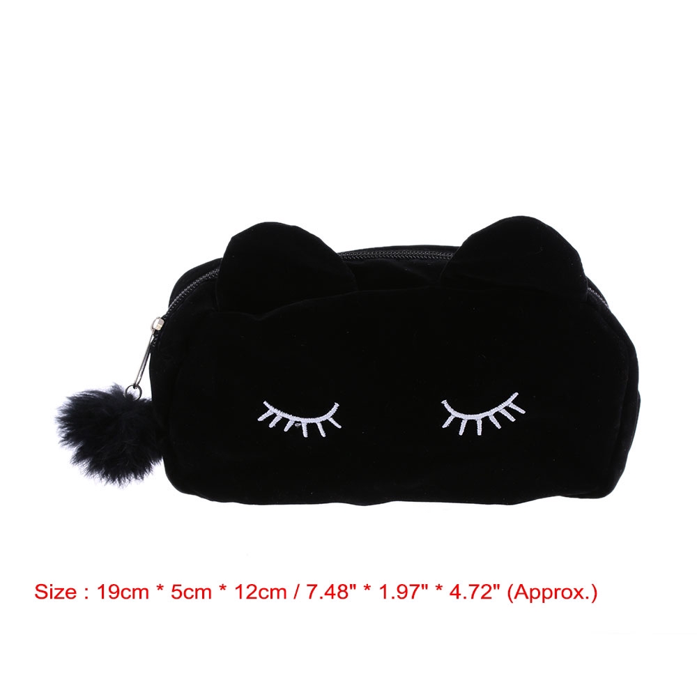 Túi nỉ đựng đồ trang điểm hình mèo dễ thương