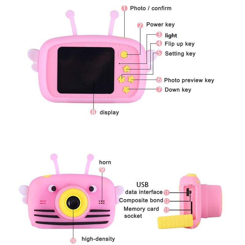 Máy ảnh kỹ thuật số Mini 12MP 32g hình gấu/ ong dễ thương cho bé | BigBuy360 - bigbuy360.vn
