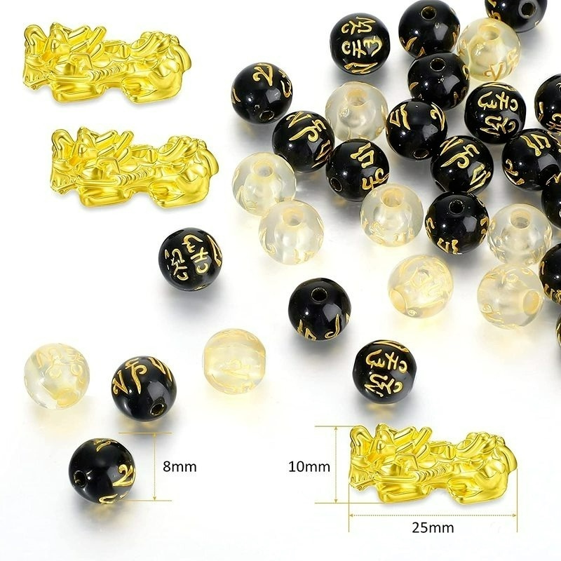 Chuỗi Hạt Đá Obsidian Tự Làm Làm Vòng Tay/Dây Chuyền May Mắn