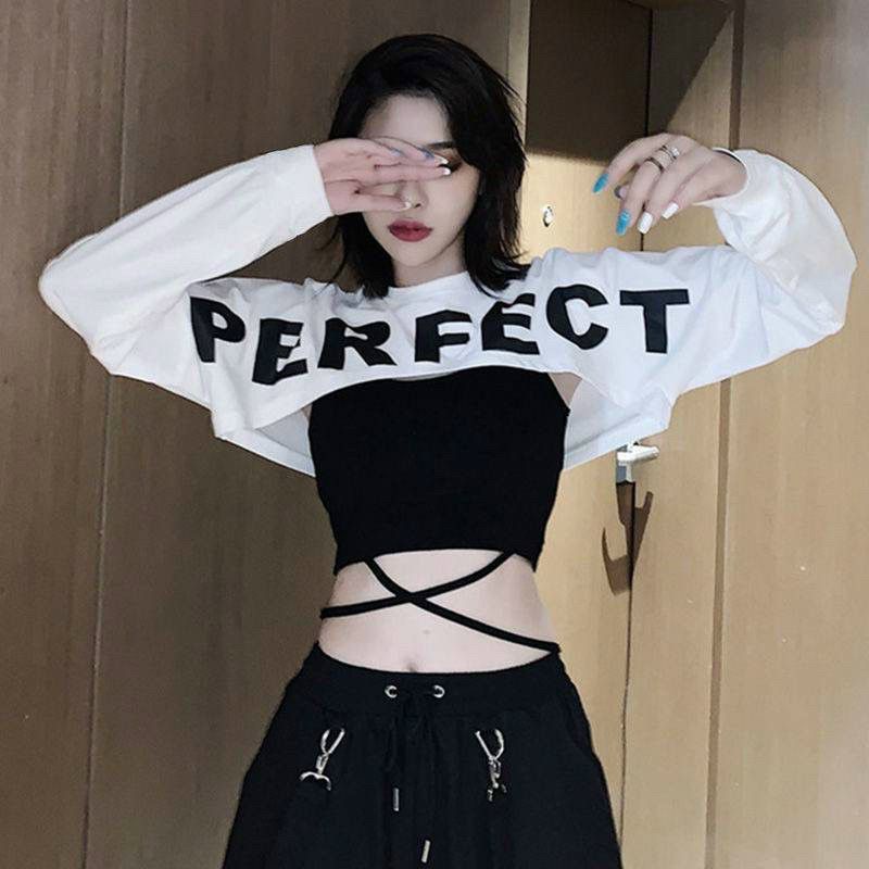 Sét áo cặp tay dài dây quắn in chữ PERFECT