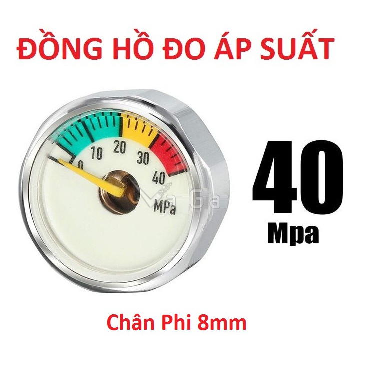 Đồng hồ áp suất - chân phi 8mm - Max 40 MPa pkb