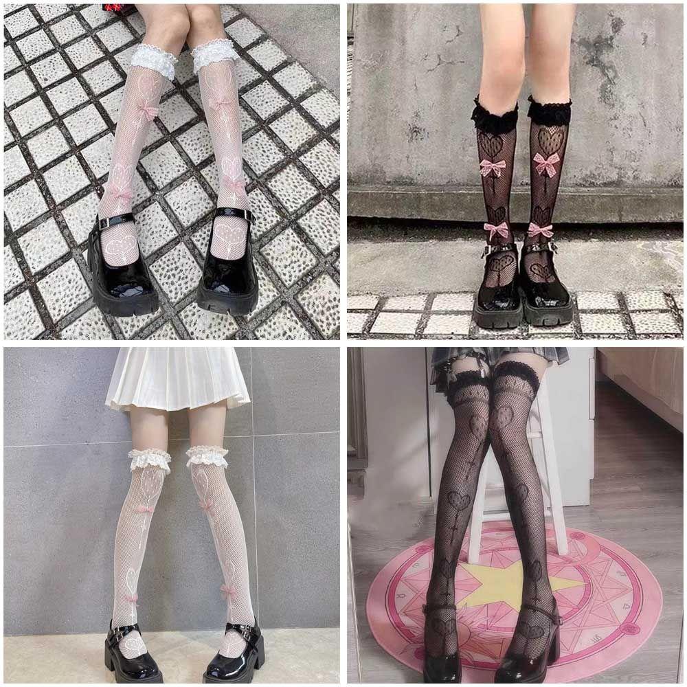 PATH Kawaii Tights Stocking Bowknot Fishnet socks Over-knee-socks Lolita Stockings Long Sock Ultra-thin Hosiery High Tube