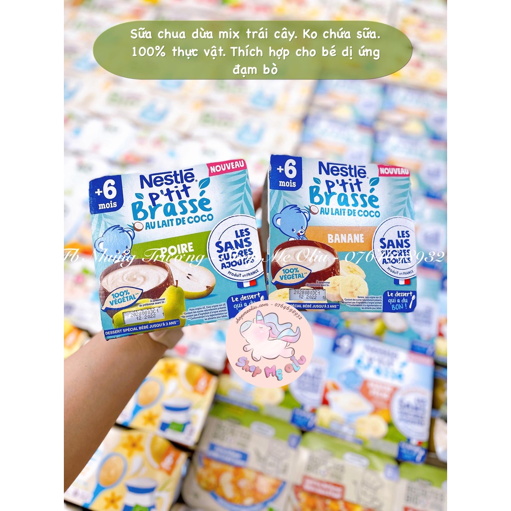 Sữa chua dừa Nestle P'tit 100% thực vật, thích hợp cho bé dị ứng đb 6 tháng+