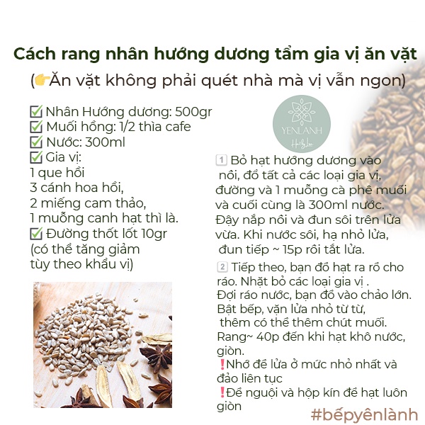 Nhân Hạt Hướng Dương hữu cơ sấy-Chưa sấy 100gr-200gr-500gr Yenlanhnatural