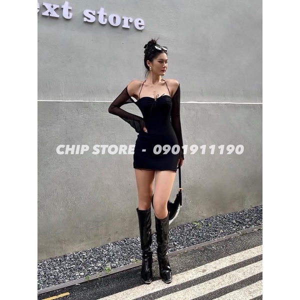 VÁY ÔM BODY PHỐI REN THẮT DÂY XUẤT ÂU XỊN SANG CHẢNH -