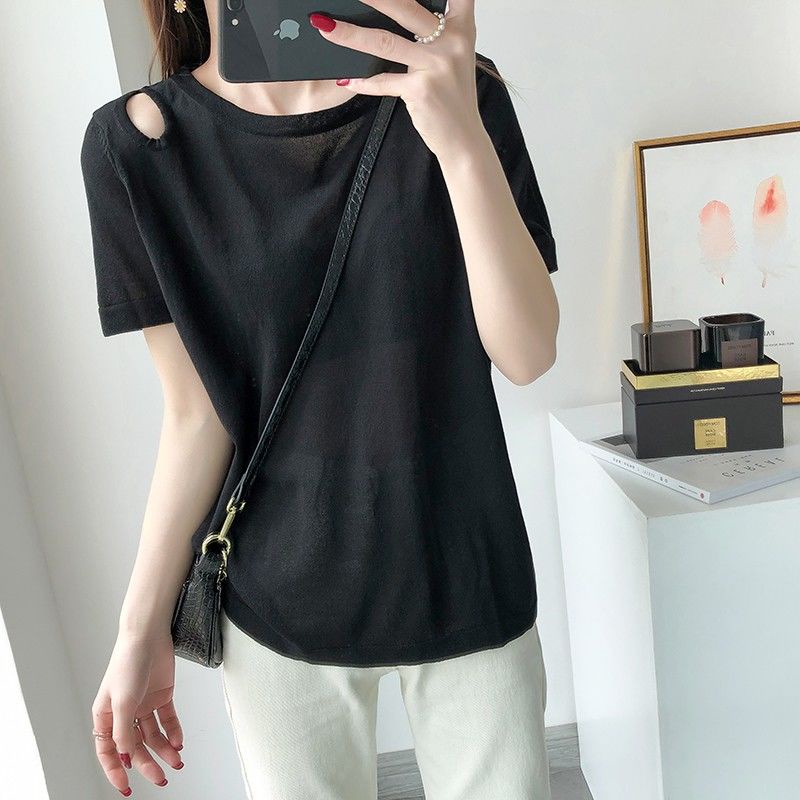 Áo Thun Tay Ngắn Hở Vai Họa Tiết Sọc Ngang Thời Trang Dành Cho Nữ