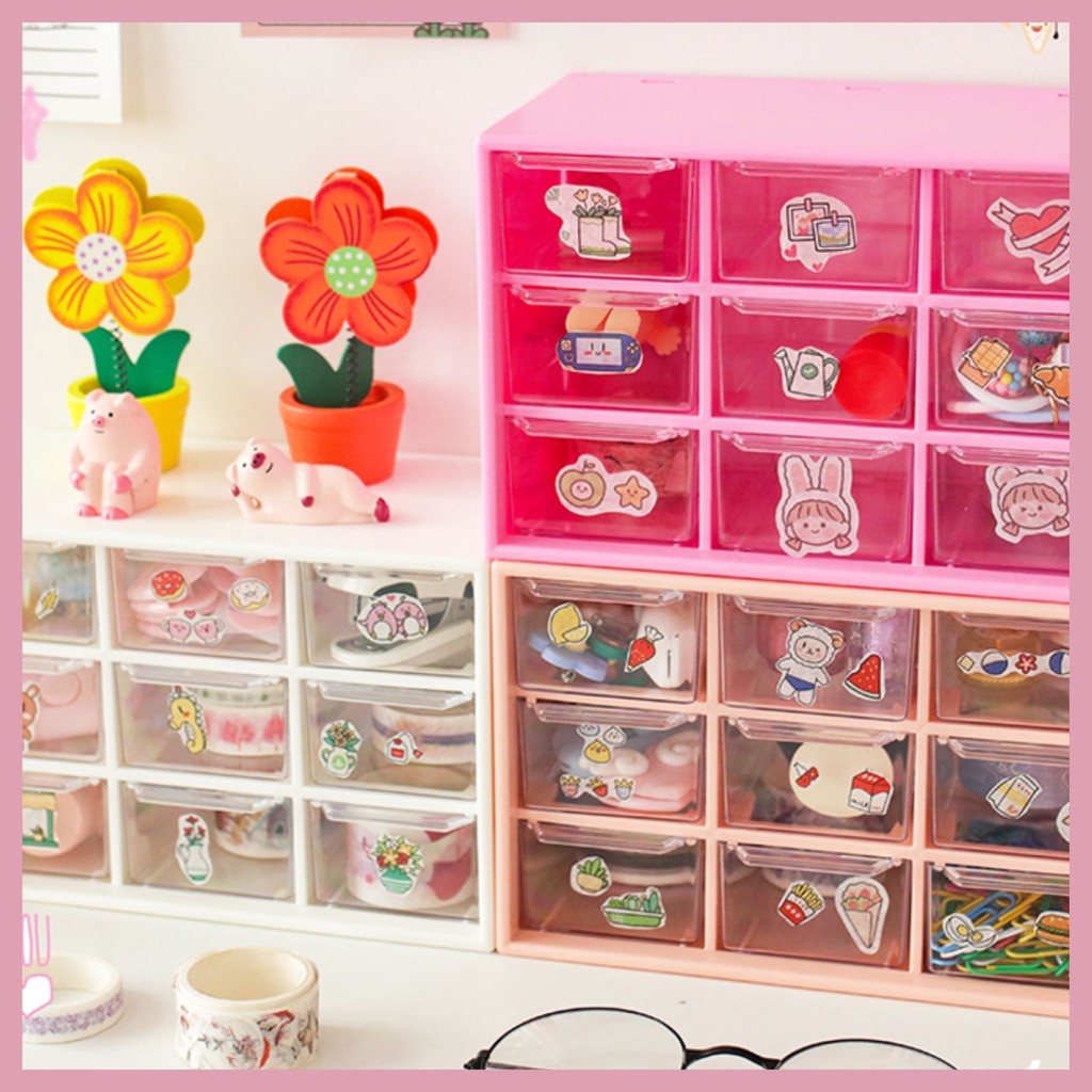 HỘP NHỰA ĐA NĂNG 9 NGĂN ĐỰNG ĐỒ SIÊU XINH, KỆ ĐỰNG ĐỒ MINI