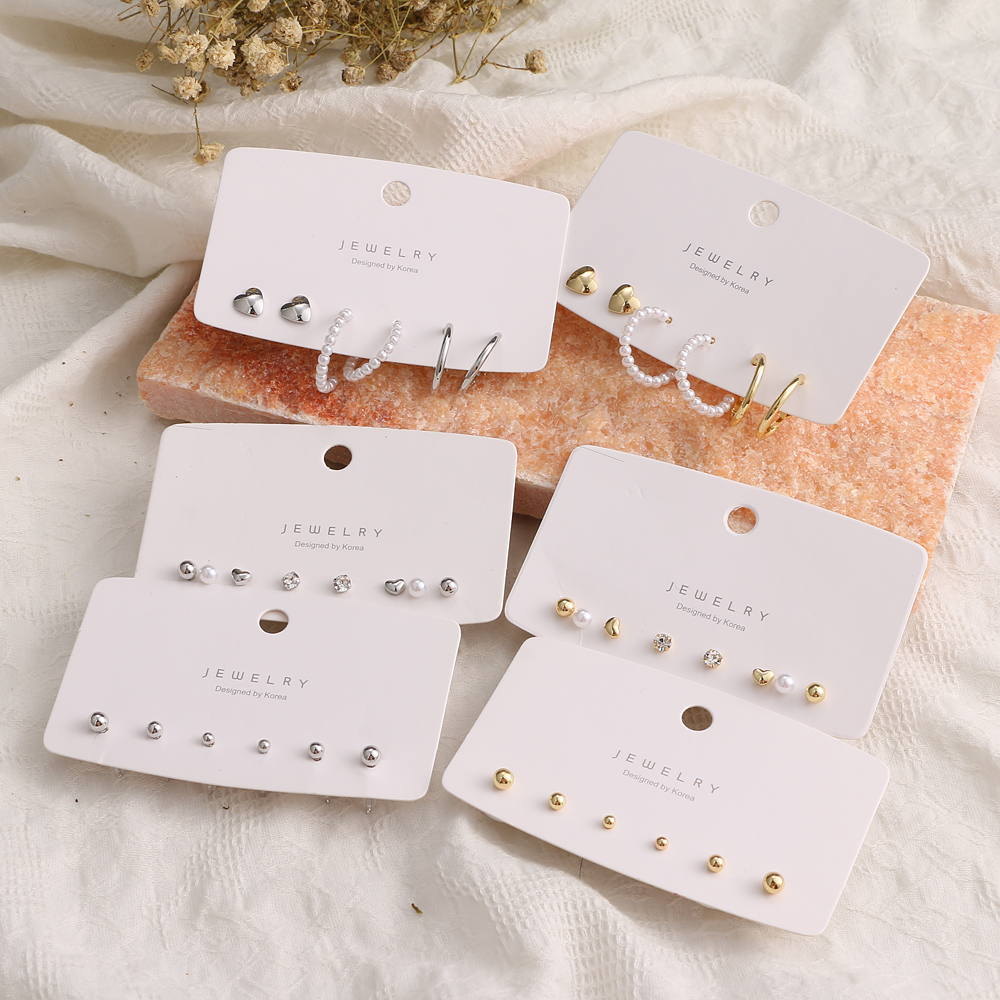 Bộ 3 đôi khuyên tai mạ bạc đính ngọc trai nhân tạo phong cách Hàn Quốc