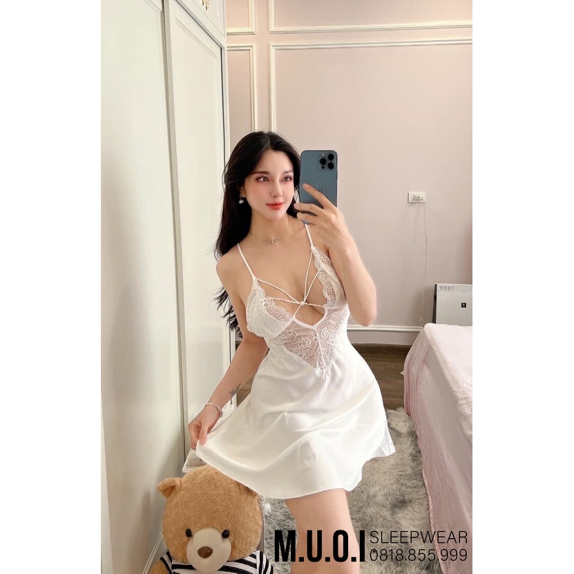 [FREESHIP] Váy ngủ sexy QUẢNG CHÂU- SX 147 -Váy ngủ lua đan dây ngực cúc ngọc sexy QUẢNG CHÂU - hàng có sẵn(video+ ảnh)