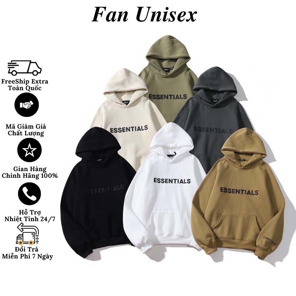Áo Khoác Nỉ Hoodie ESSENTIALS Thời Trang Nam Nữ Form Rộng Đẹp KNN33 - Fan Unisex