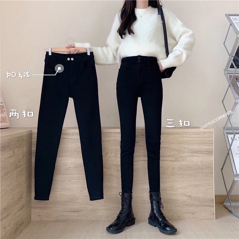 Quần Jean Topshop Nữ Hai Nút Ôm Lưng Cao QC loại 1 co giãn