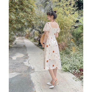 Đầm midi hoa nhí xẻ ( Hàng chuẩn shop)