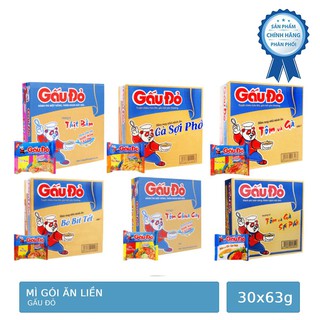 Thùng 30 Gói Mì Ăn Liền Gấu Đỏ 63g