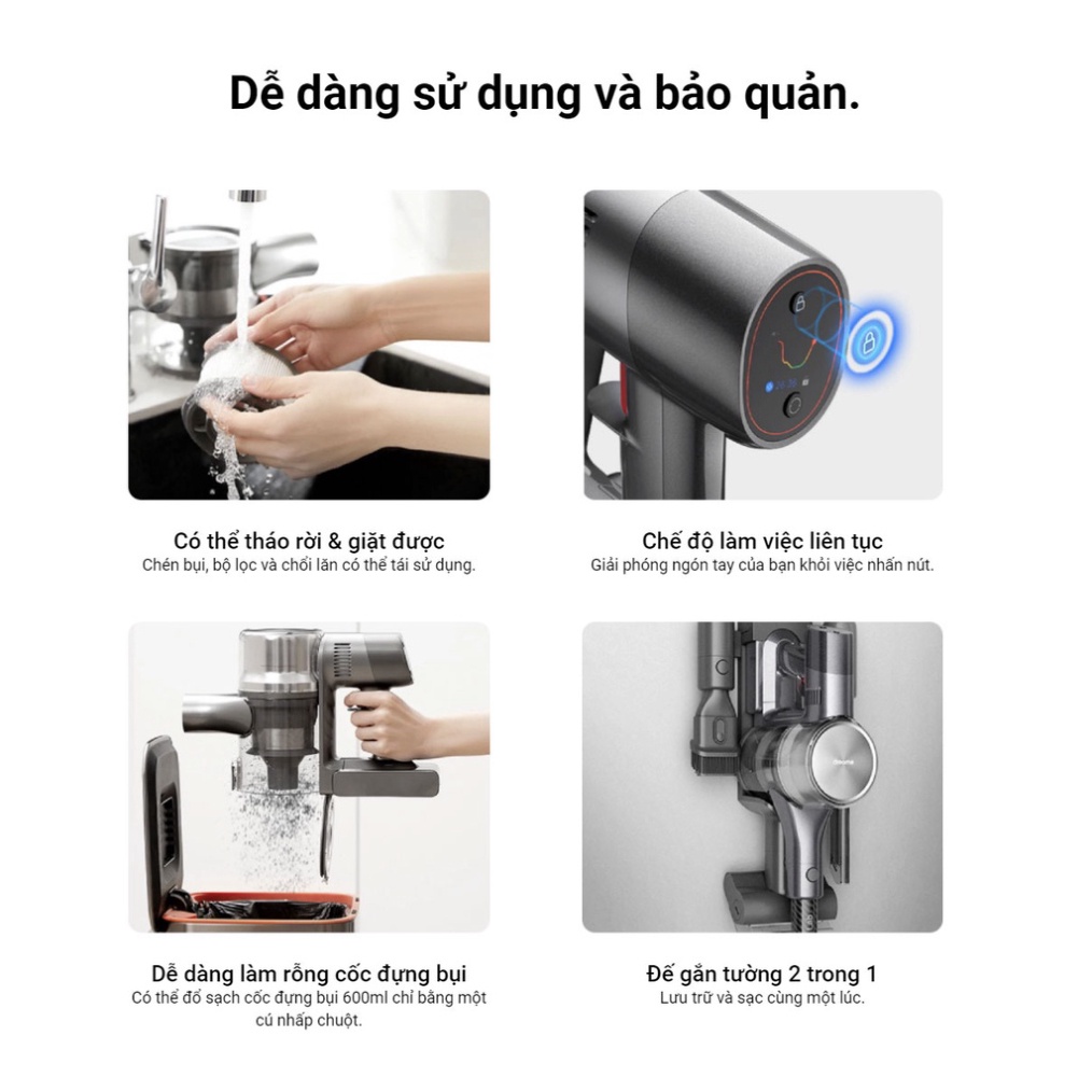 Máy hút bụi xách tay không dây Xiaomi Dreame T30 - Pin tháo rời dự phòng-New 100%