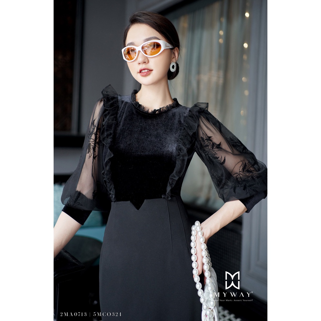 Áo Sơ Mi Nữ MY WAY Nhung Phối Ren Sang Trọng 2MA0713
