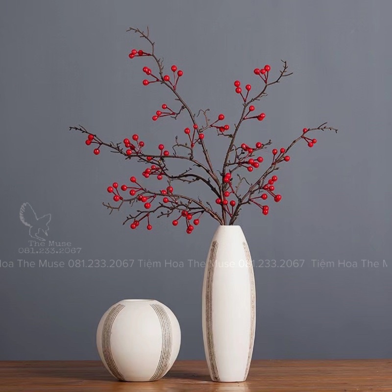 Cành Đào Đông Rừng - Mô Phỏng WinterBerry - Decor Trang Trí Nhà Cửa