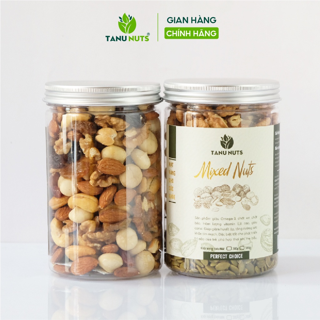 [Mã BMBAU50 giảm 7% đơn 99K] Hạt dinh dưỡng TANU NUTS Mix Nuts 5 loại hạt điều, óc chó, hạnh nhân, macca, nho khô 500g
