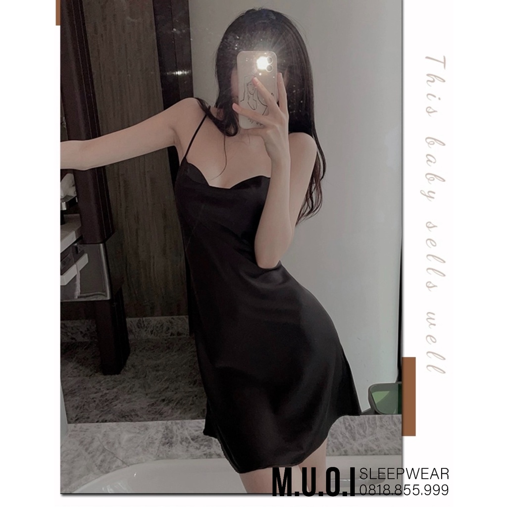 Váy ngủ sexy QUẢNG CHÂU- SX 150 -Váy ngủ lua cổ đổ ngực hottrend sexy QCCC  - hàng có sẵn