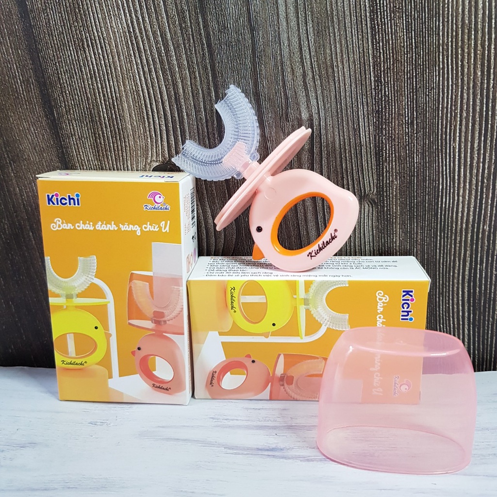 Bàn chải chữ U Kichilachi hình vịt đáng yêu cho bé 2-6 tuổi