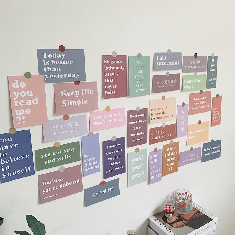 Set 15 Tấm Thẻ In Chữ Tiếng Anh Truyền Cảm Hứng Treo Tường Trang Trí Nội Thất