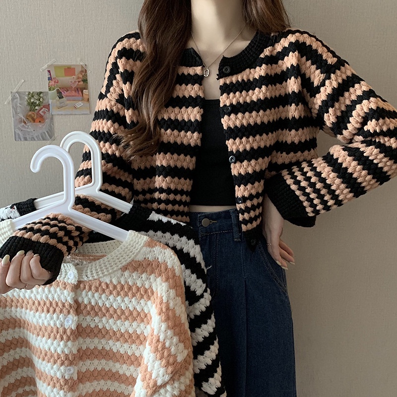 Áo Khoác cardigan Họa Tiết Sọc Thời Trang Hàn Quốc