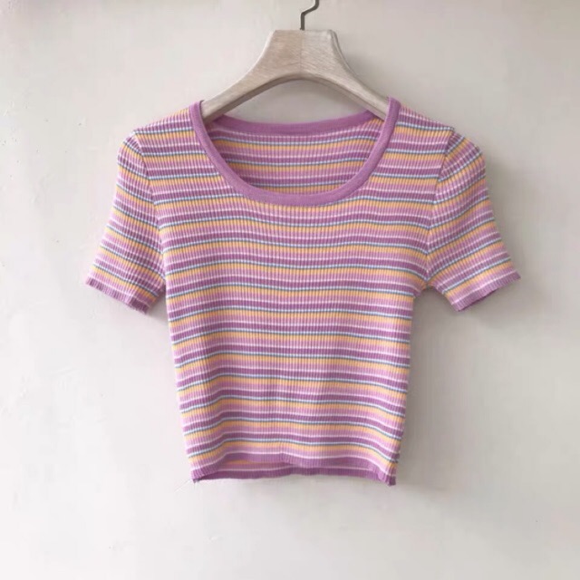 Croptop ôm kẻ ngang