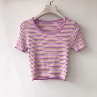 Croptop ôm kẻ ngang
