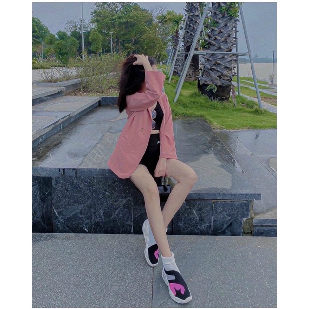 vest blazer hồng