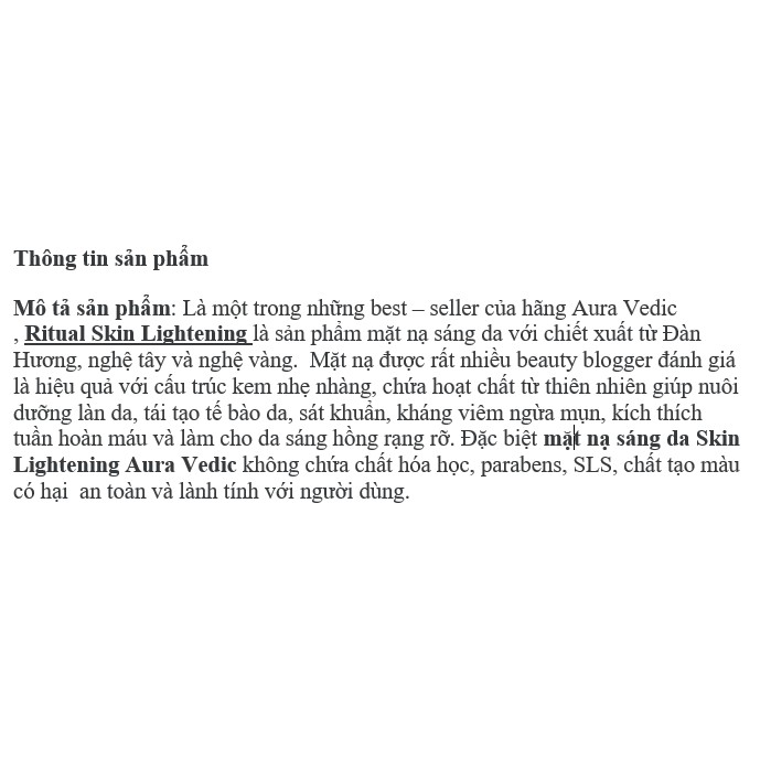 Mặt nạ mờ thâm sáng da Aura Vedic