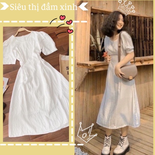 VÁY TRẮNG DÁNG DÀI VINTAGE SIÊU PHẨM SỐNG ẢO⚡️👉Ở ĐÂU RẺ HƠN-SHOPEE HOÀN TIỀN👈⚡️ĐẦM CHỤP HÌNH ĐI DU LỊCH HOT NHẤT 2021