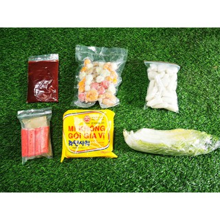 Set lẩu tteokbokki 3-4 người ăn bao gồm 8 loại nguyên liệu (lẩu bánh gạo tok cay ngọt quân đội Hàn Quốc)
