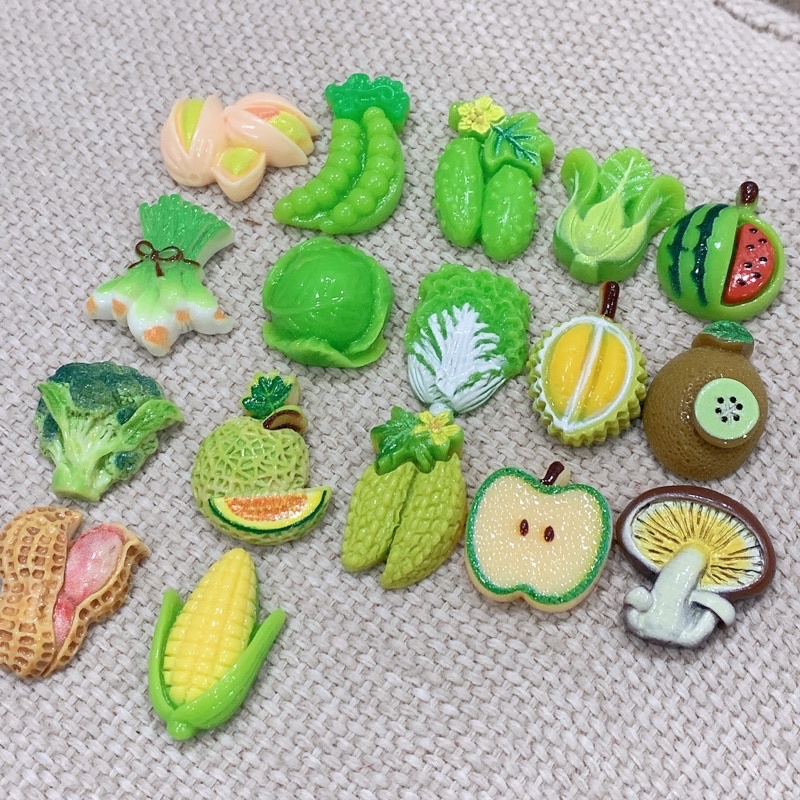 Charm slime/ Dụng Cụ Charm Trang Trí Hình ảnh Sinh động Rau Củ Quả Xanh - 01 Cái