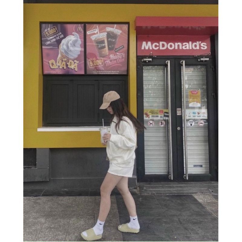 Set Nỉ Áo Sweater Quần short Kiểu Dáng Năng Động