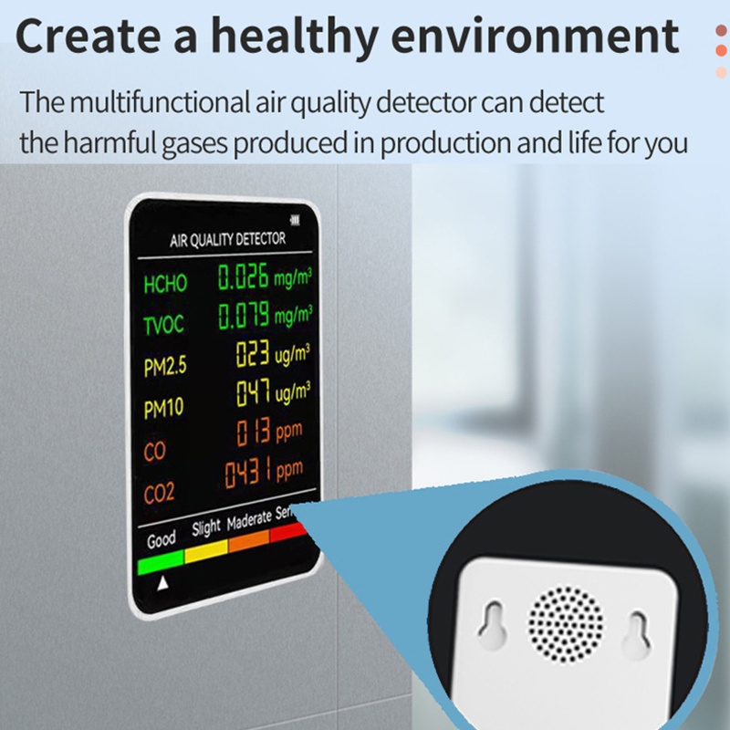 Thiết Bị Kiểm Tra Chất Lượng Không Khí CO2 6 Trong 1 Cho TVOC