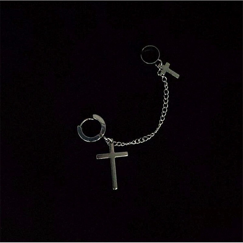 Khuyên tai kẹp vành tai hình chữ thập thời trang cá tính dành cho nam và nữ 22156