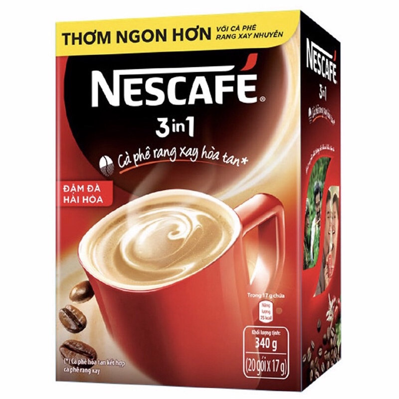 Cà Phê Hòa Tan Nescafe 3 Trong 1 Đậm Đà Hài Hòa Hộp 340G (17G x 20 Gói)
