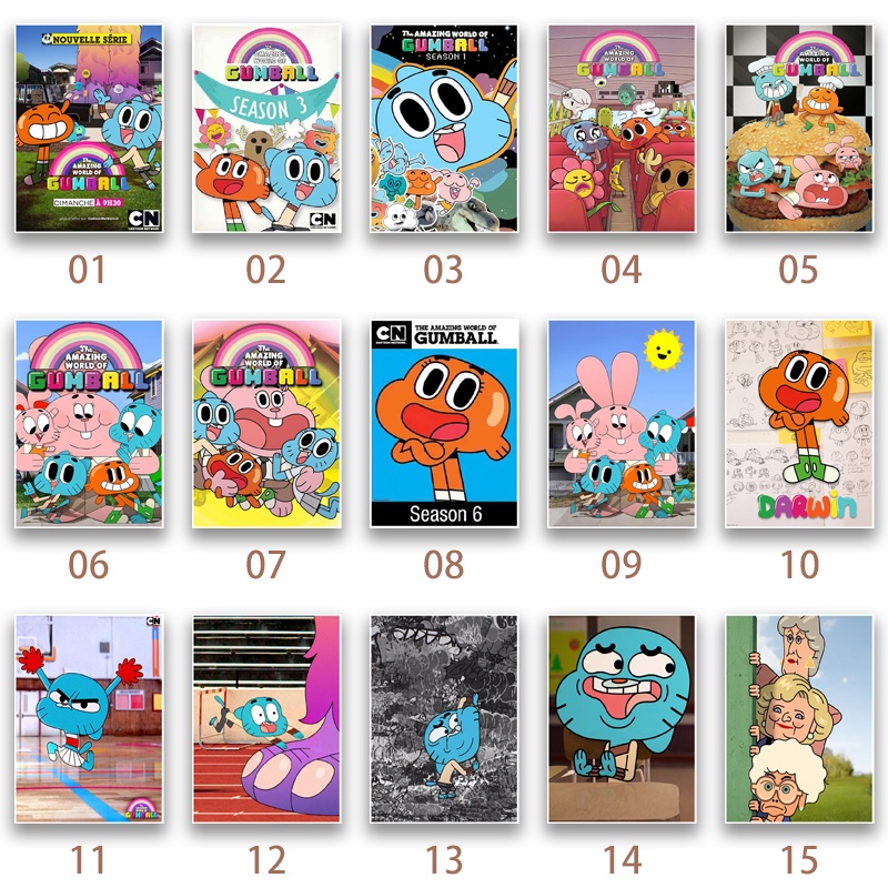 Tấm Áp Phích Trang Trí Phòng Trẻ Em Bằng Giấy kraft Chất Lượng Cao In Hình Hoạt Hình world of gumball