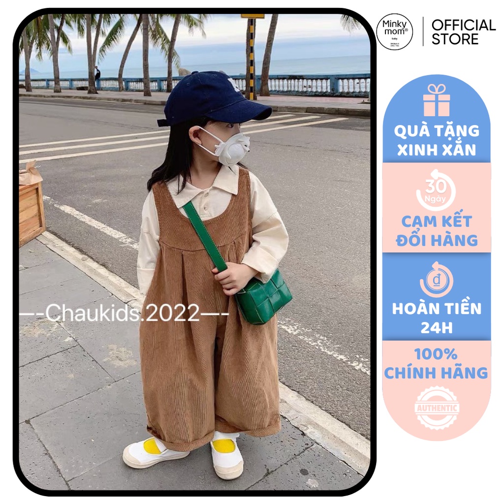 Set Váy Yếm Kèm Áo Cho Bé Gái, Yếm Váy Nhung Tăm Phong Cách Hàn Quốc-CKTD19