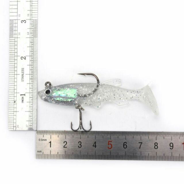 Mồi giả câu cá 8cm có gắn kèm lưỡi câu, mồi mềm có lưỡi 3 tiêu