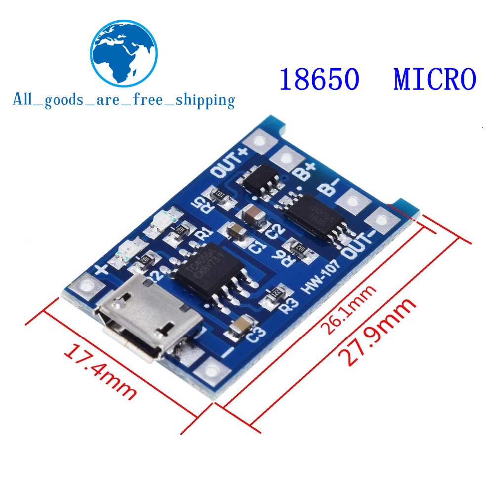 Mô Đun Sạc Pin 5V 1A 18650 TP4056 1A Cổng Type-c/Micro USB Tiện Dụng