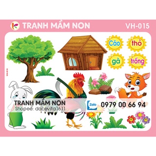 Decal mầm non-TRUYỆN CÁO, THỎ, GÀ TRỐNG VH-015 khổ lớn 127x80