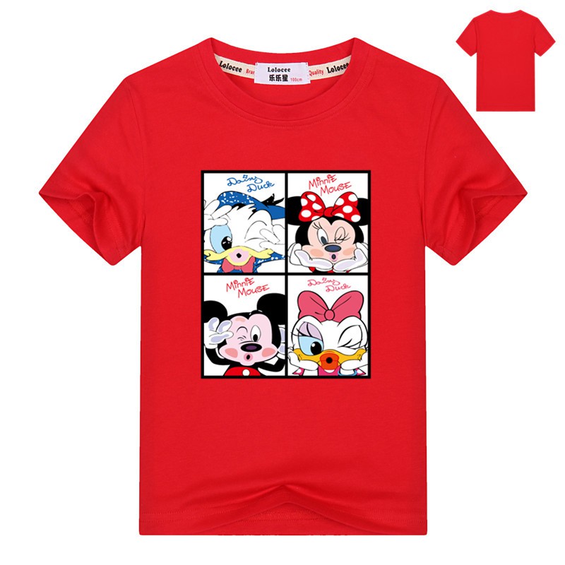 Áo thun tay ngắn họa tiết Mickey Minnie Mouse dành cho bé