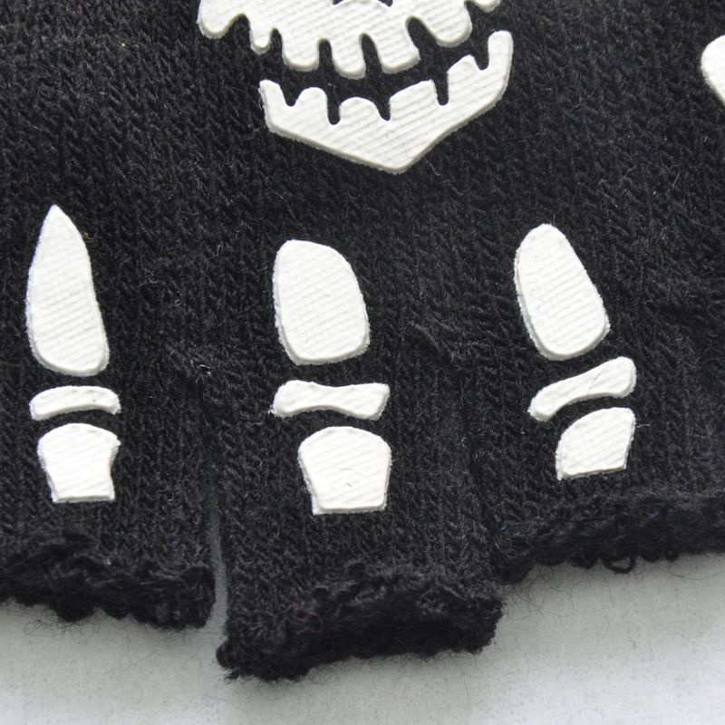 ✿ Halloween Cosplay Fingerless Gloves Luminous Skull Skeleton Mitten for Boys Girl