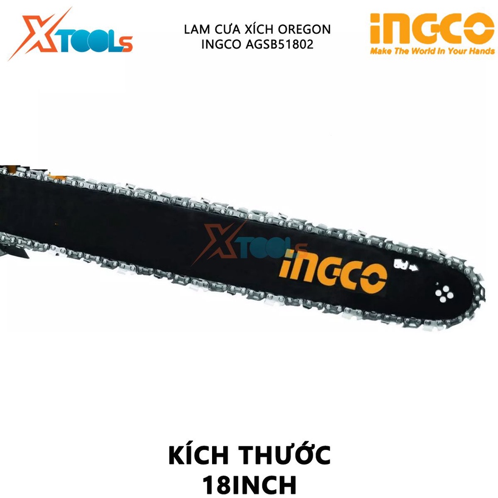 Lam cưa xích oregon INGCO AGSB51802 | lam máy cưa 18&quot;