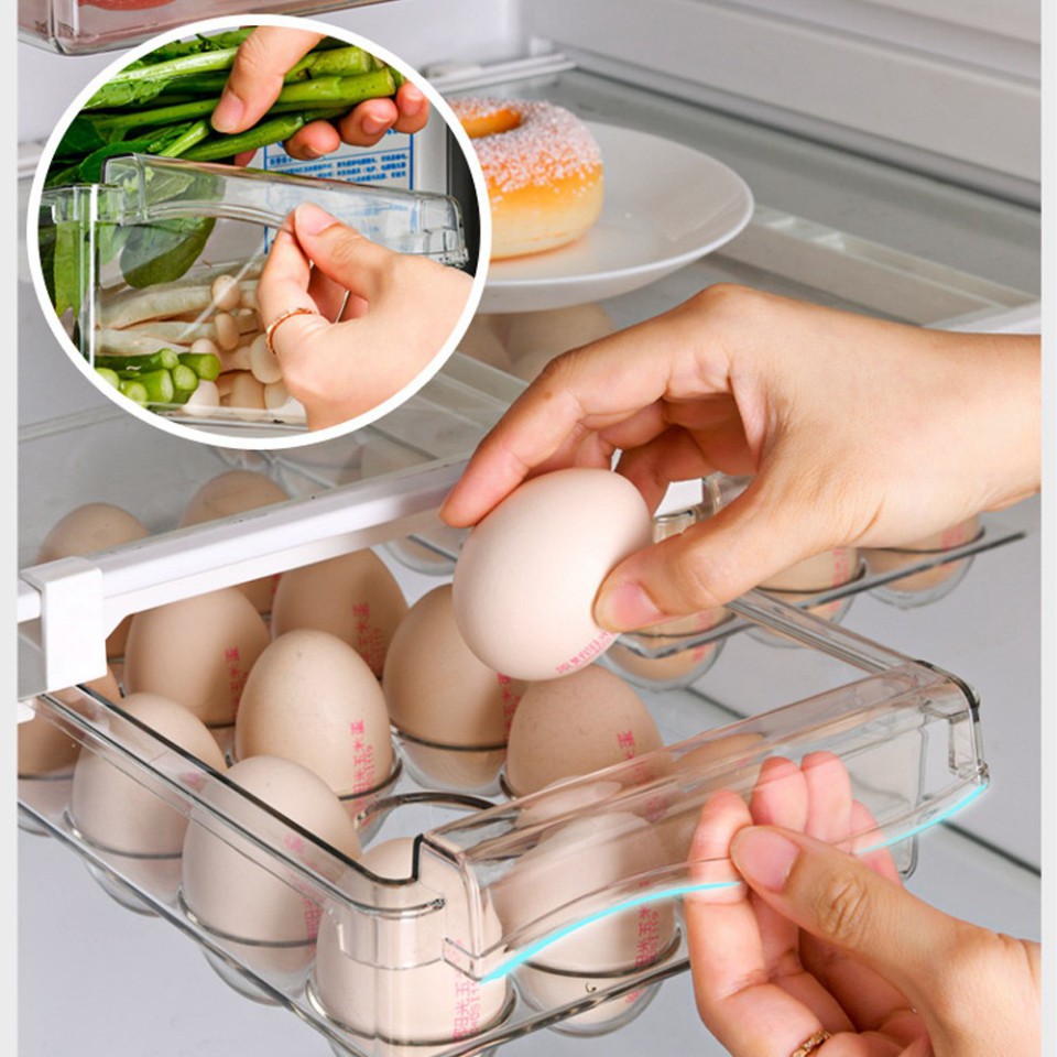Khay đựng trứng Hộp nhựa đựng thực phẩm tủ lạnh Losaka khay ngăn kéo tủ lạnh là hộp đựng thức ăn đa năng