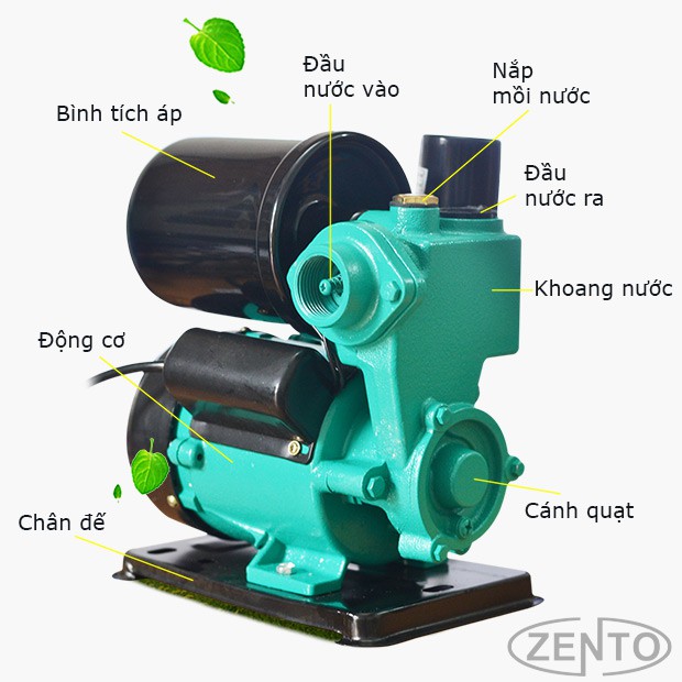 Máy bơm tăng áp tự động có bình tích áp zento 370A-1