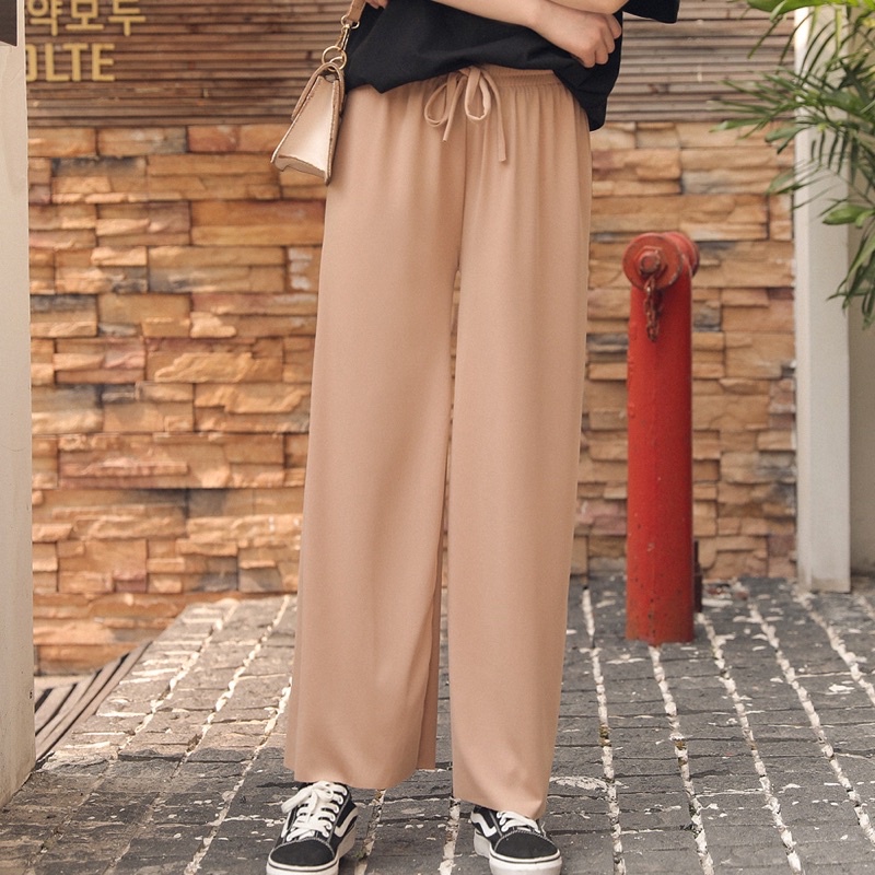 Quần ống rộng nữ thun tăm hack dáng siêu mát