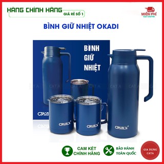 [CHÍNH HÃNG- KÈM CỐC] Bình giữ nhiệt inox OKADI, Bình đựng nước dung tích 1.4L, giữ nhiệt tốt, chống ăn mòn cao