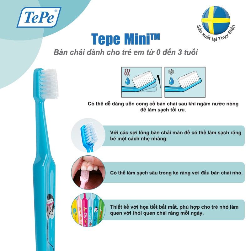 Bàn chải đánh răng siêu mềm cho bé từ 1-3 tuổi Tepe Mini X-soft