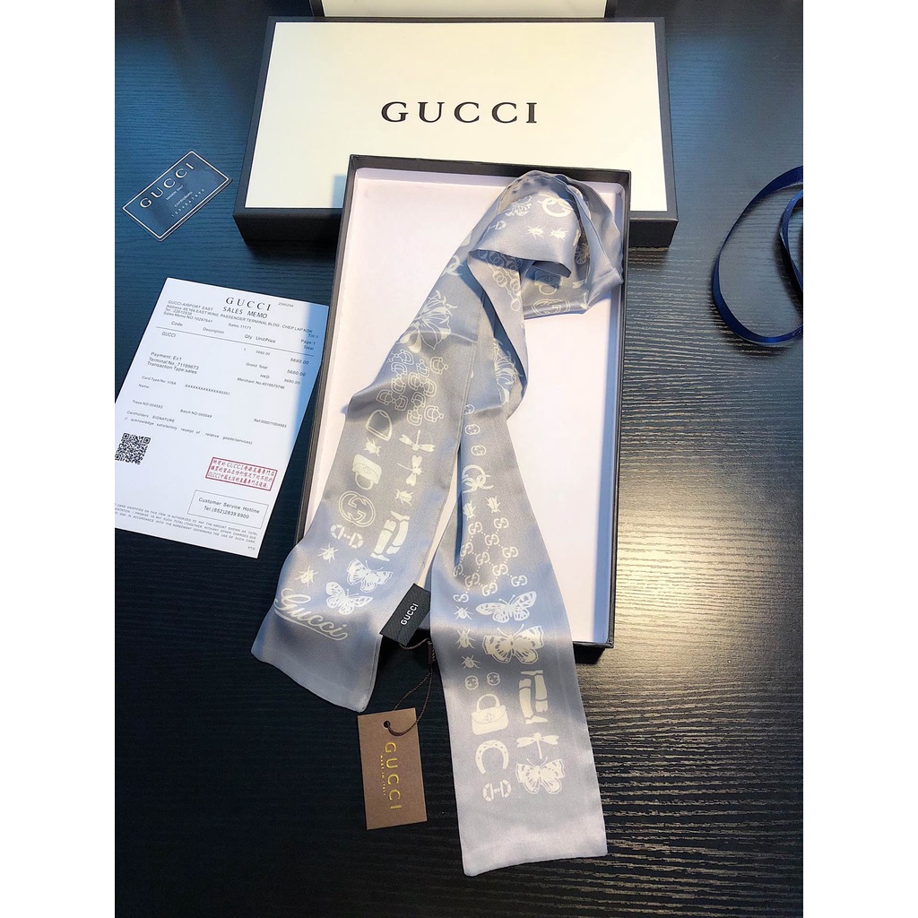 Khăn Quàng Cổ / Túi Xách Vải Lụa Ruy Băng Thiết Kế Thời Trang Cho Nữ Màu Xám Đen